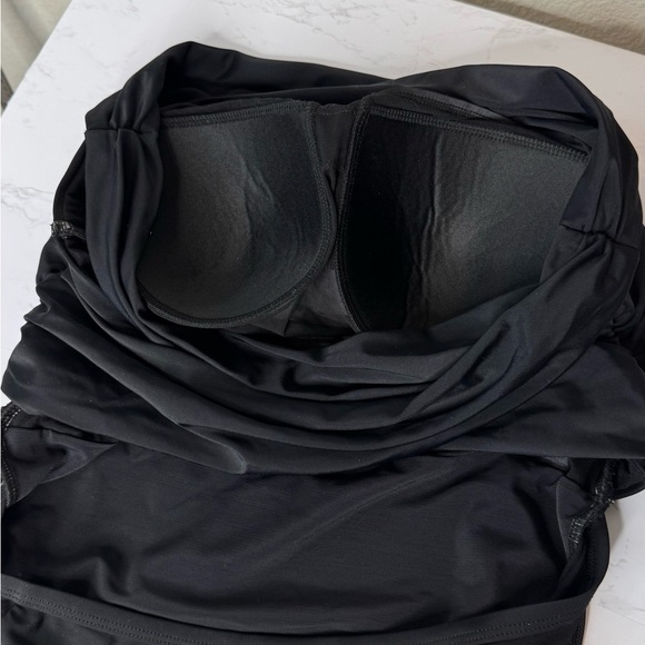 Swimsuits For All Black‎ Halter One Piece Ruched Mesh Side Cutouts Sz 14 - Picture 4 of 10